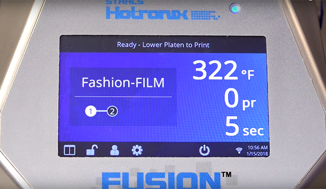 Photo showing the Hotronix Fusion IQ screen
