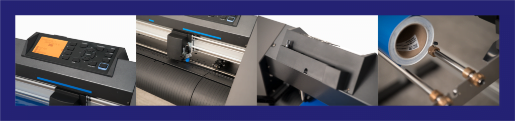 4 pictures of different features of the Graphtec CE7000 series plotters 