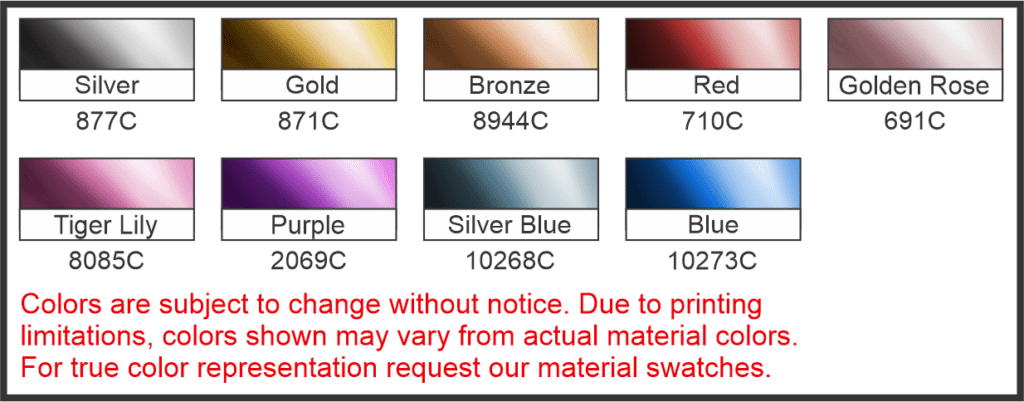 image of color swatches of Siser Metal heat transfer vinyl