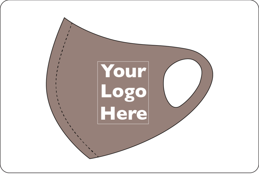 image of a facemask with 'your logo here' on the side